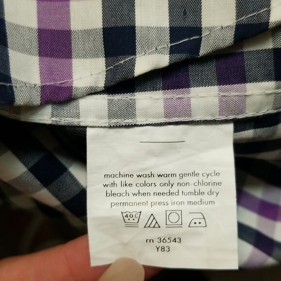 $10 Sale Kenneth Cole Plaid Long Sleeve Button Down Shirt - Picture 5 of 5